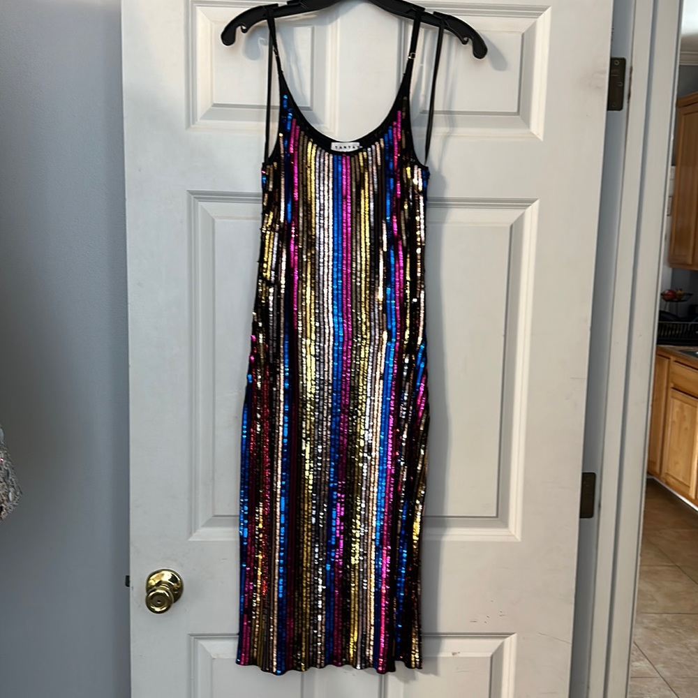 Tanya Taylor Multo Color MIDI Sequin Dress